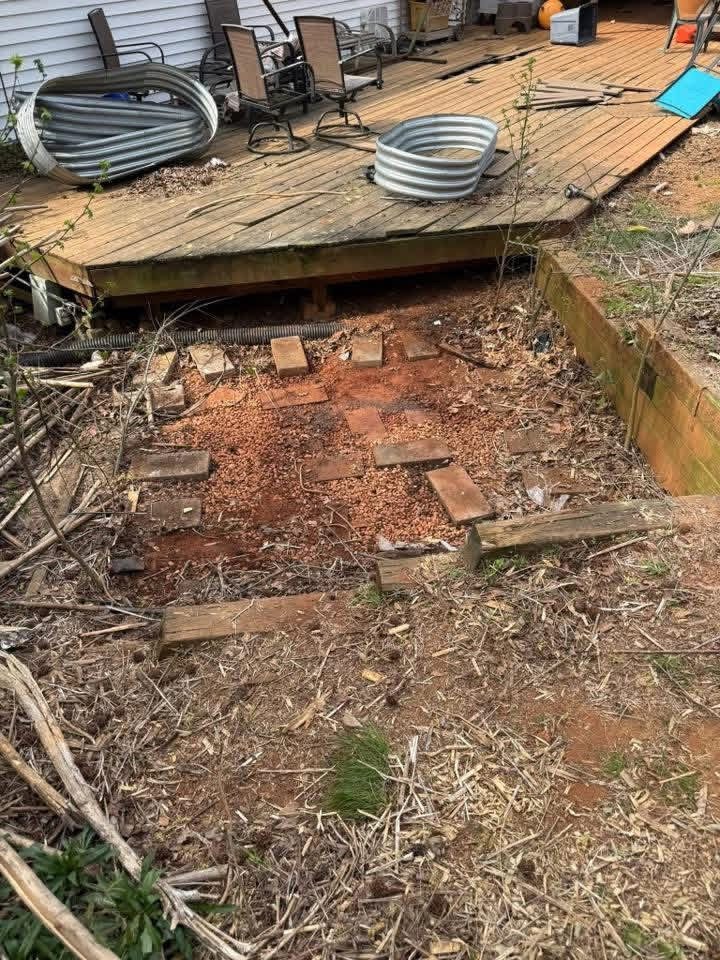 Deck area after old hot tub removal